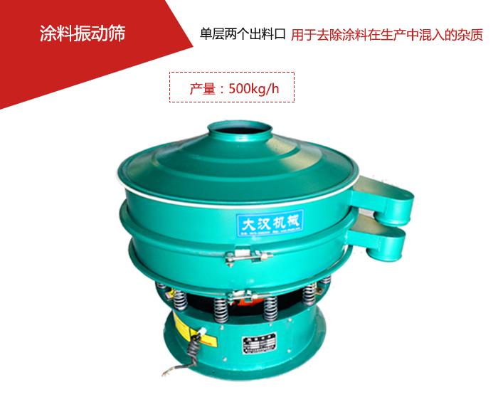 涂料屬于普通不易發生反應的物料，所以涂料振動篩采用的是碳鋼材質。