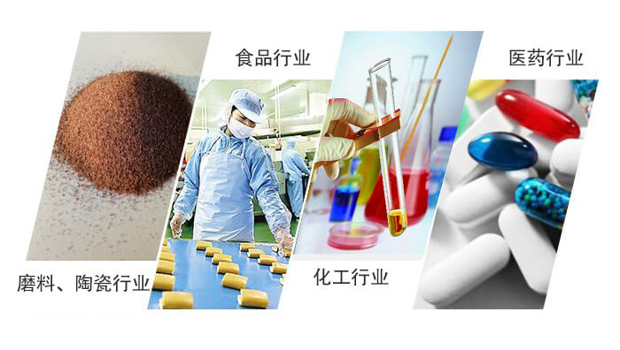圓形旋振篩適用行業：磨料，陶瓷行業，食品行業，化工行業，醫藥行業。